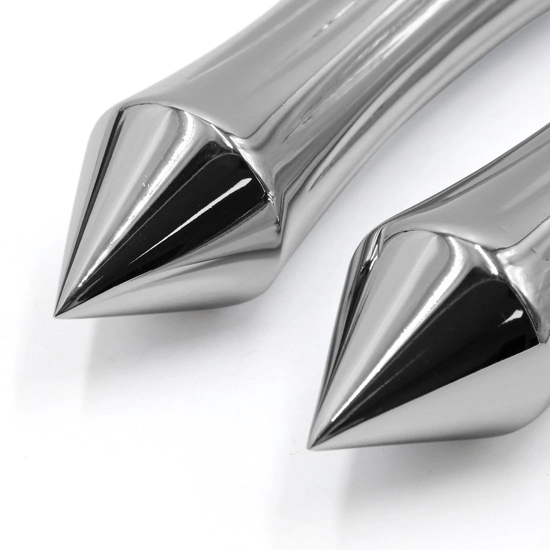 2 x Silver Tone Chrome Metal Sharp End Motorcycle Throttle Hand Handlebar Grip