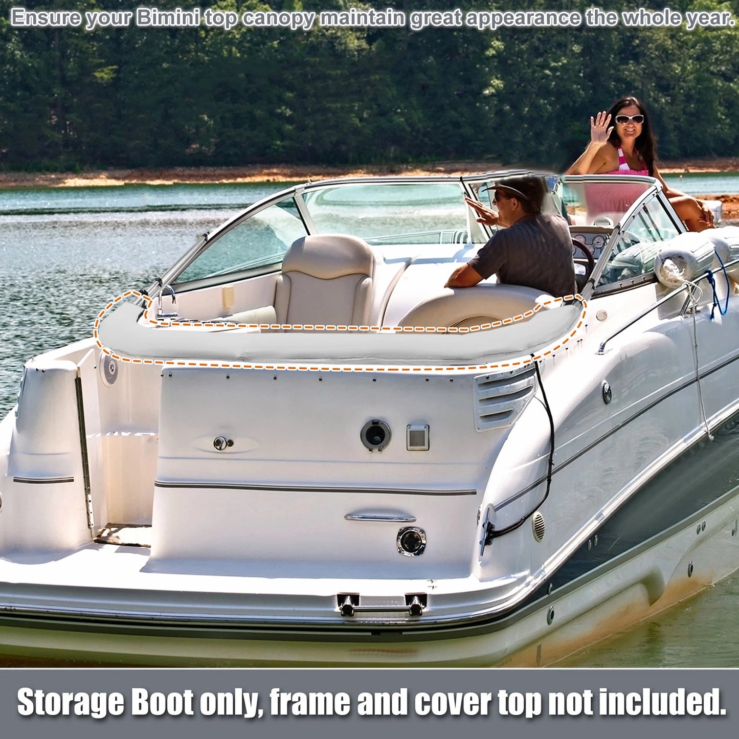 Storage Boot 73-78"W for Boat Bimini Top Light Gray Marine Grade Polyester Sock
