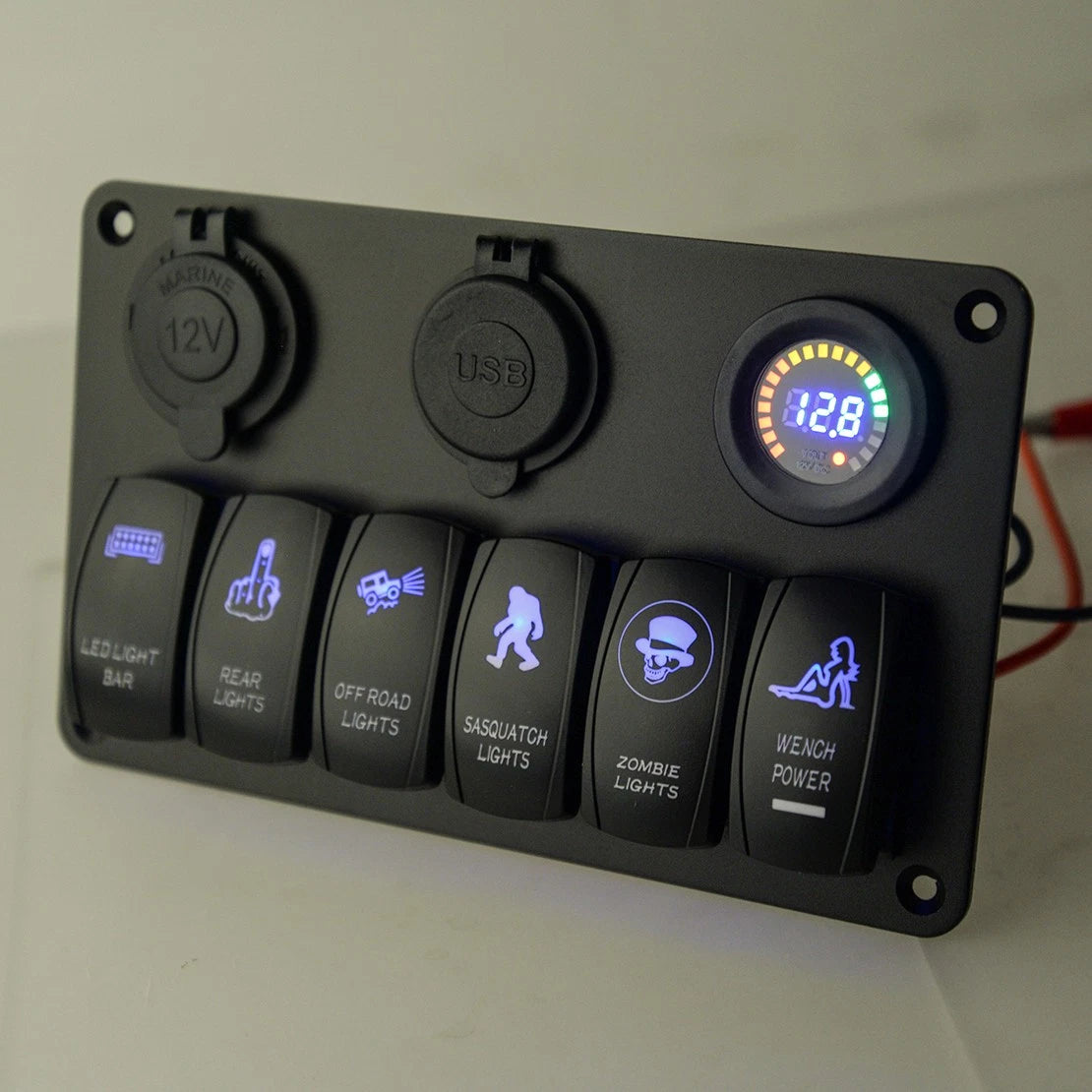 6 Gang Waterproof Circuit Breaker Toggle Rocker Switch Panel for Universal Car