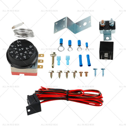 Adjustable 12V Electric Radiator Fan Thermostat w/ 3-Pin Relay Wire Kit
