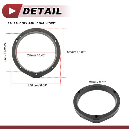 6"x9" Speaker Spacer Rings for Honda Accord (2003-2007) 2 Pcs
