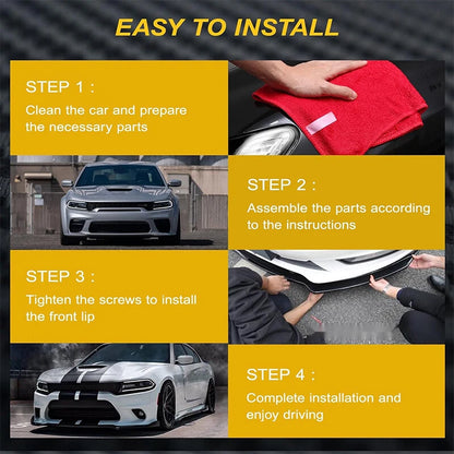 Glossy Black Front Bumper Lip Splitter Kit for 2015-2023 Dodge Charger SRT