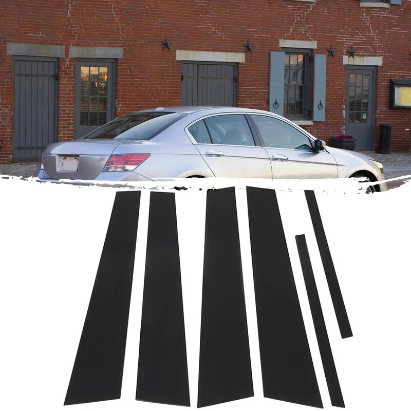 6 Pcs Black Door Trim Pillar Covers for Honda Accord (2008-2012)