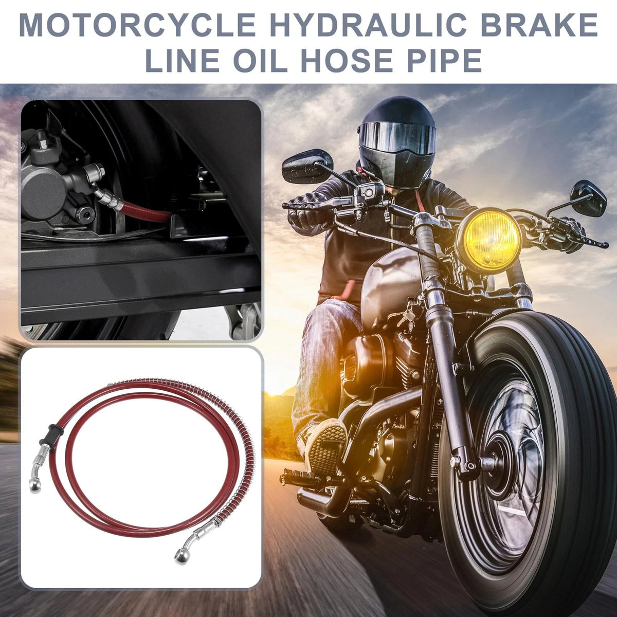 Brake Line / 10mm / Hydraulic Hose, Stainless Steel Red for Motorcycle