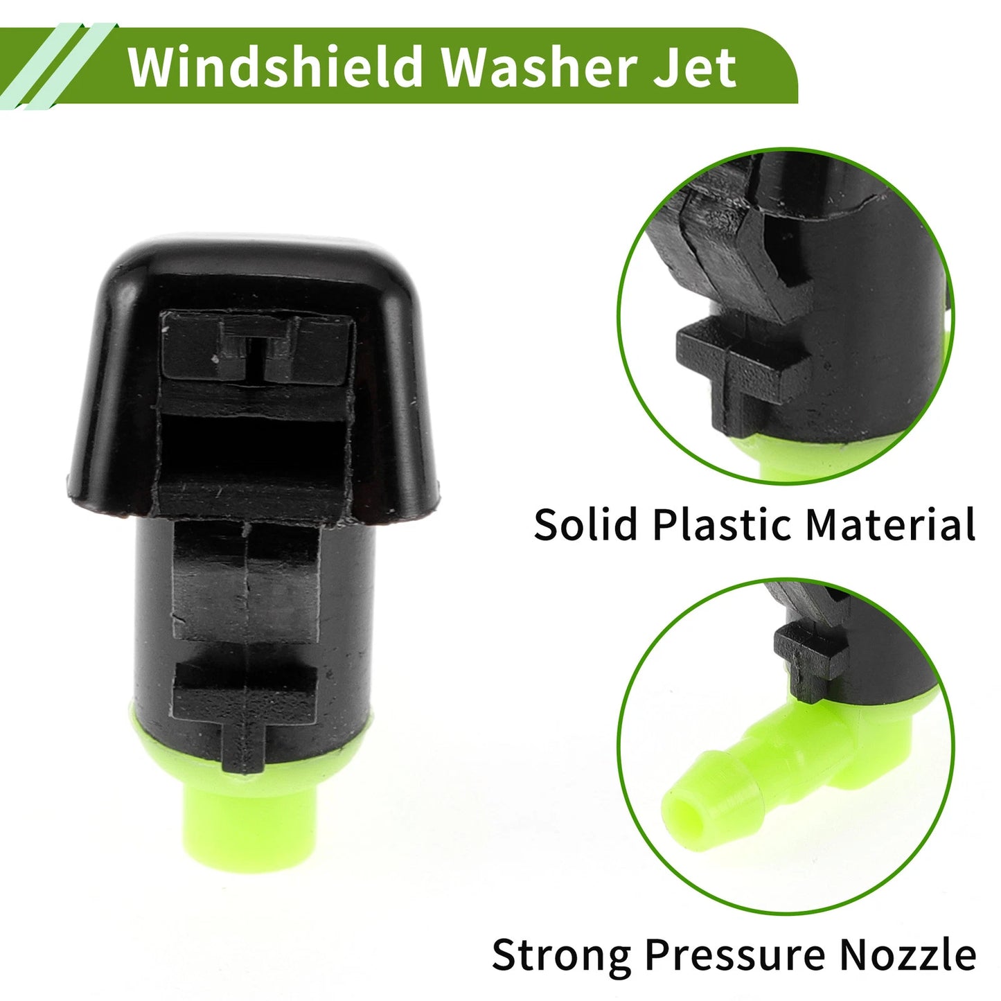 Windshield Washer Nozzle & Hose Connector for Dodge (2011-2019) Black