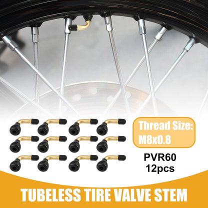 PVR60 12 Pcs Tubeless Tire Valve Gold Tone for Cars Motorcycles