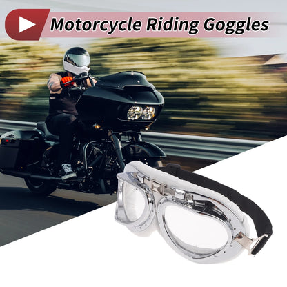 1 Pc Clear Lens Goggles White Silver Tone Frame PU Sponge for Motorcycle