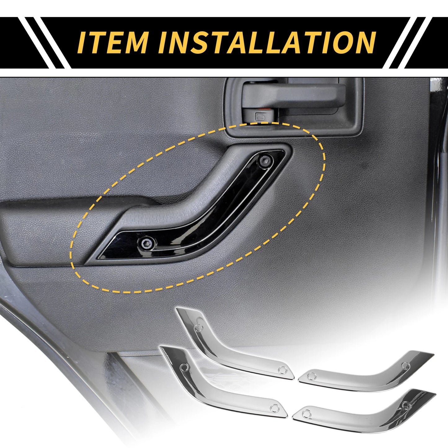 Front Rear Door Handle Bezel Cover Trims for Jeep Wrangler JK (2007-2018)