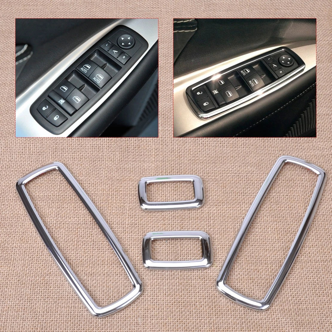 4pcs Chrome Power Window Switch Frames for Jeep Grand Cherokee, Dodge (1999-2004)