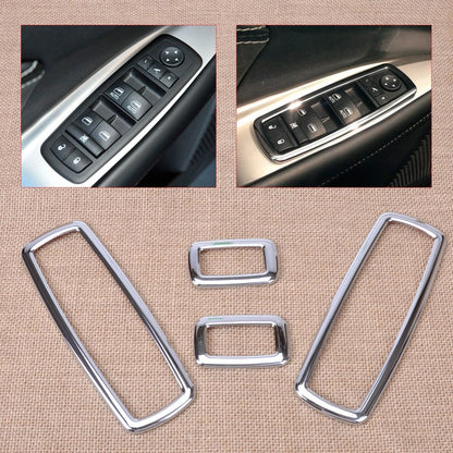 4pcs Chrome Power Window Switch Frames for Jeep Grand Cherokee, Dodge (1999-2004)