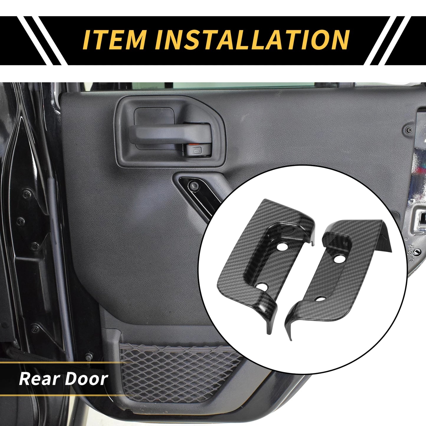 Rear Door Latch Lock Cover Trim for Jeep Wrangler JL JLU (2018-2024) Black