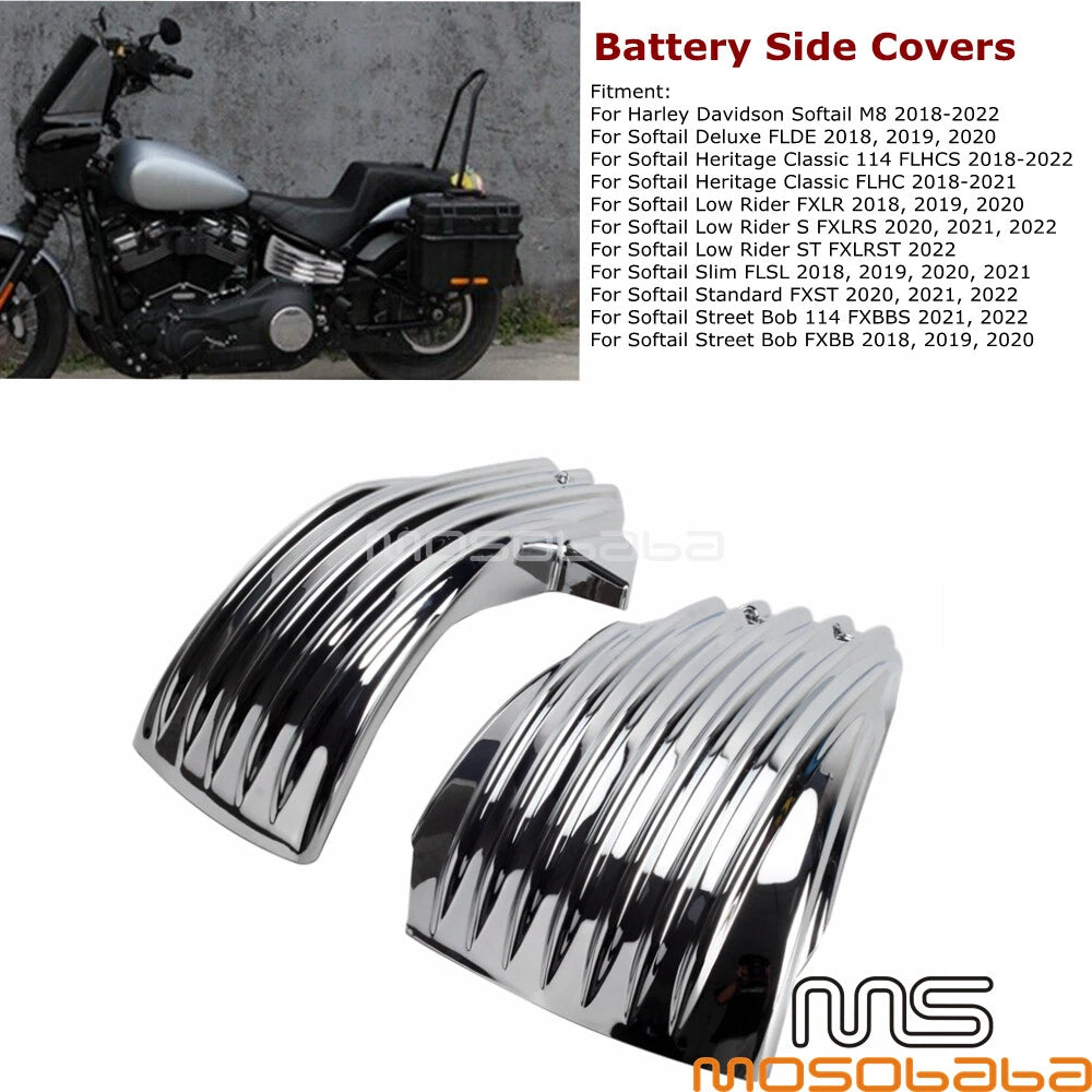 Ribbed Battery Covers for Harley Low Rider ST Softail FXLRST FXBB 114 FXBBS FXST (2022-2023)