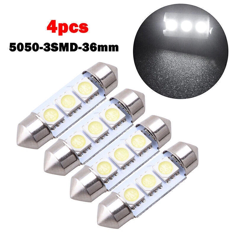 4pc Car Interior LED Light for Dome Map License Plate Bulbs - Universal Fit