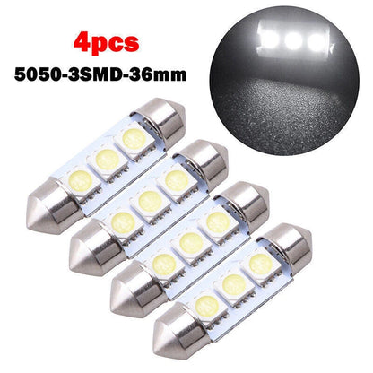 4pc Car Interior LED Light for Dome Map License Plate Bulbs - Universal Fit