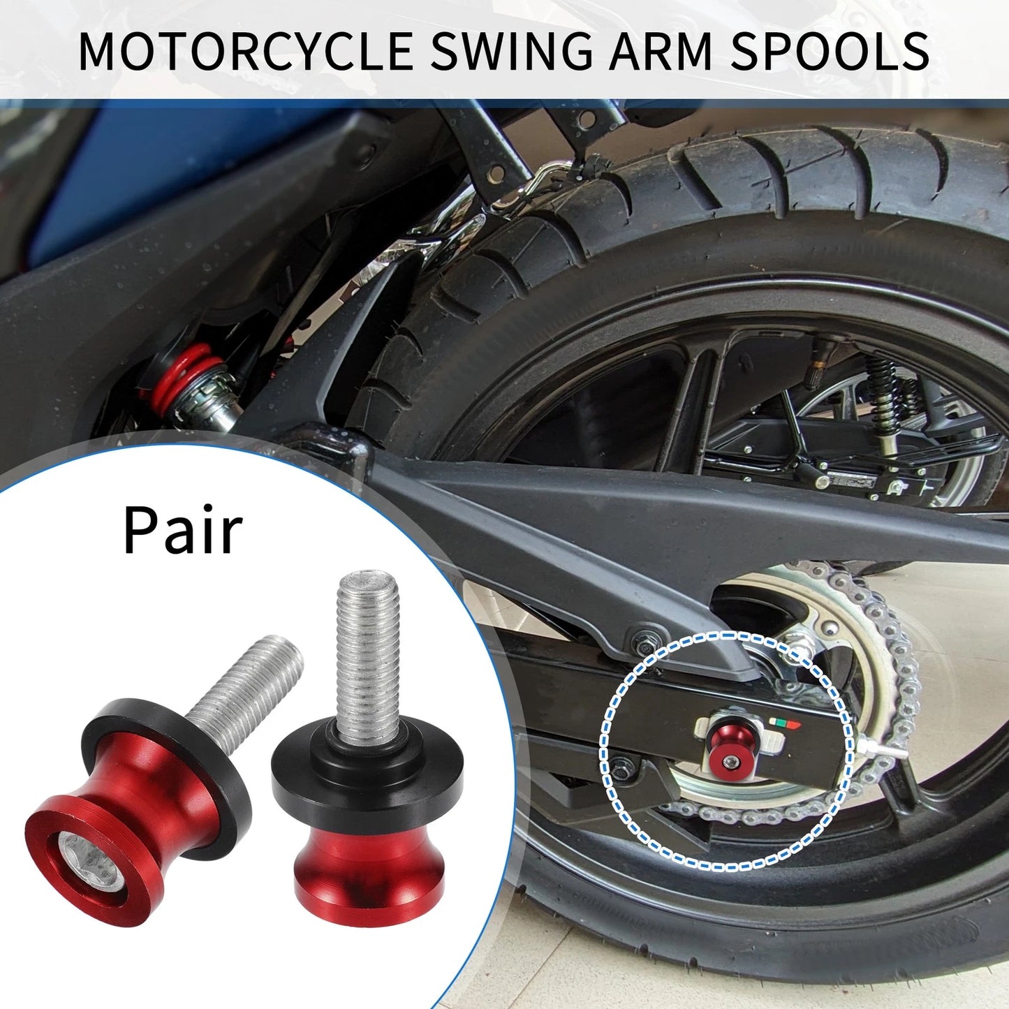 Pair Swingarm Spools 10mm CNC Slider Stand Red for Motorbike