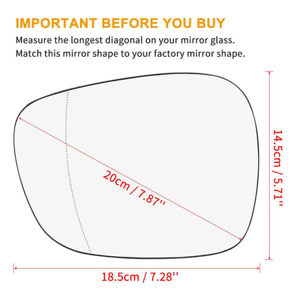 Driver Side Mirror Glass Heated with Backing Plate LH for BMW X3 (2011-2014)