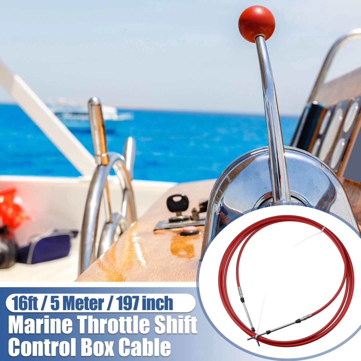 2 x Marine Type Shift Remote Control Box Cable for Yamaha Red
