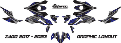 Z400 Graphics Stickers Decals for Kawasaki 2017-2023 Strike Blue