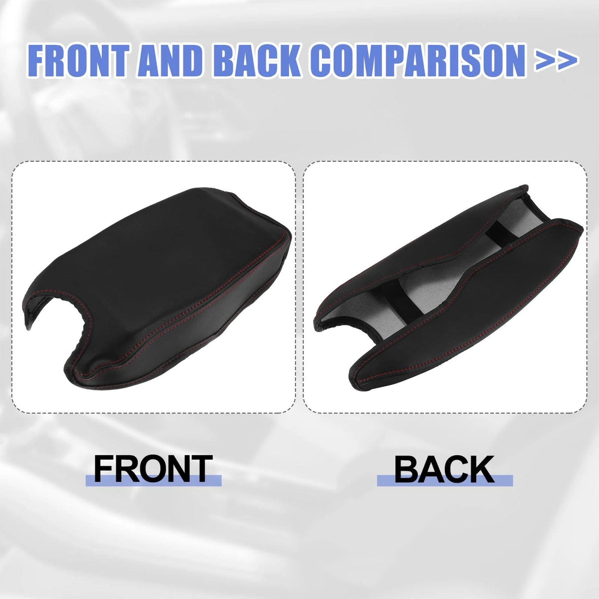 Microfiber Leather Armrest Cover Pad for Honda HR-V (2016-2021) Black/Red