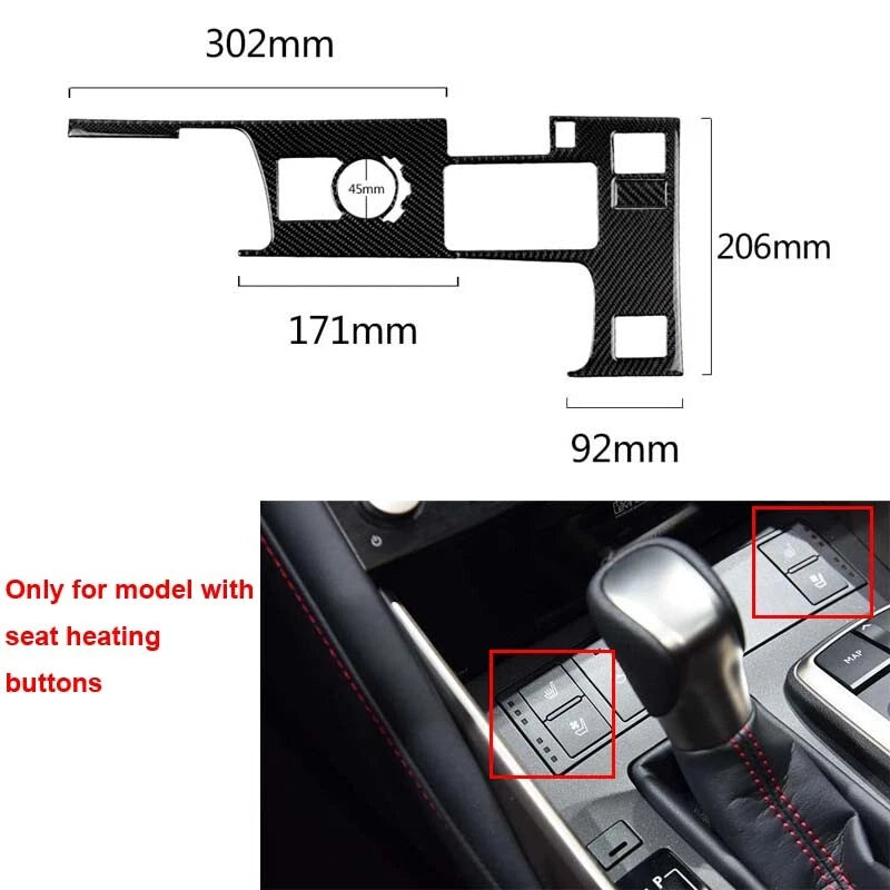 Carbon Fiber Center Console Gear Shift Trim Fit For Lexus IS250 IS300 2014-2018