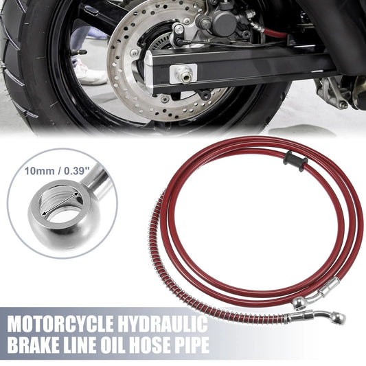 Brake Line 74.8" 10mm Hydraulic Oil Hose Stainless Steel Red for Motorcycle