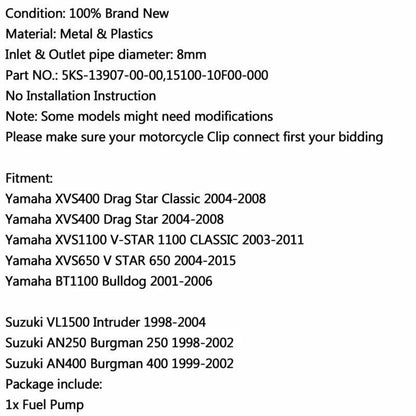 Fuel Pump for Yamaha XVS650 V Star 650 (2004-2015), XVS400, XVS1100
