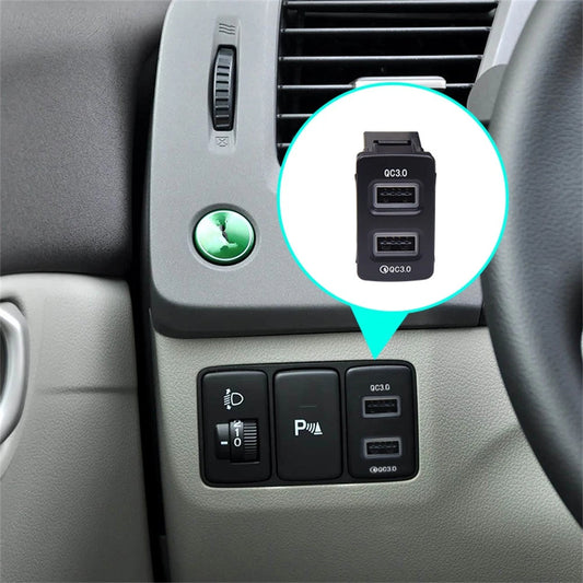 18W Dual-USB QC3.0 Fast Charger for Honda Fit, City, Civic, Acura (2016-2023)