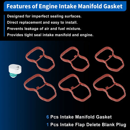 Intake Manifold Gasket w/ Flap Delete Plug for BMW