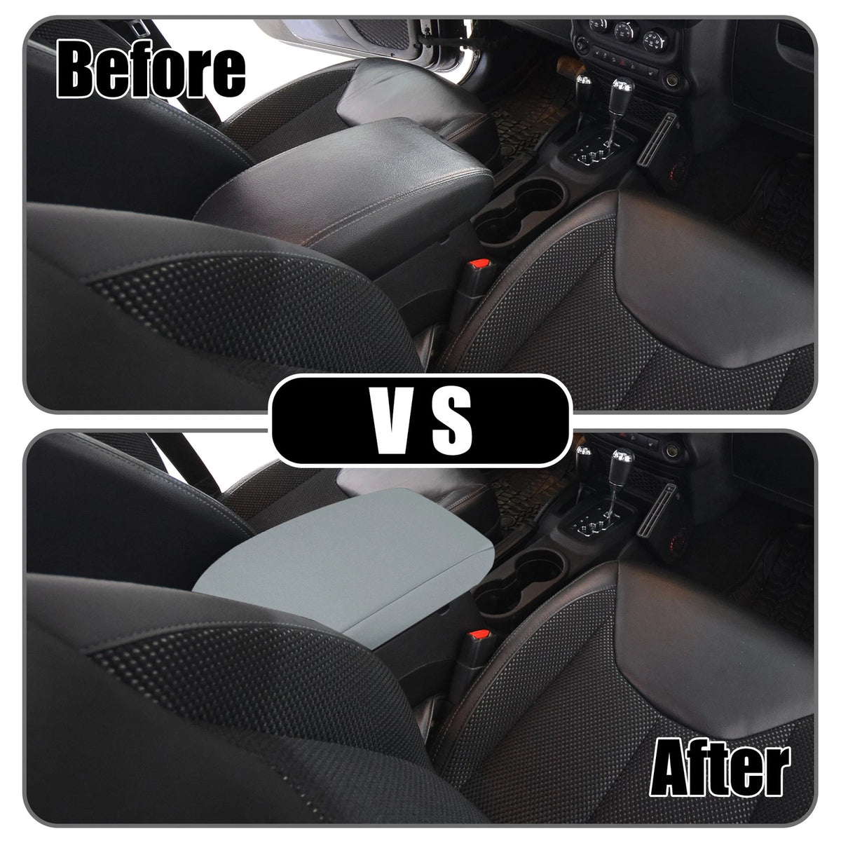 Center Console Lid Armrest Cover for JEEP Wrangler (2018-2023) Gray