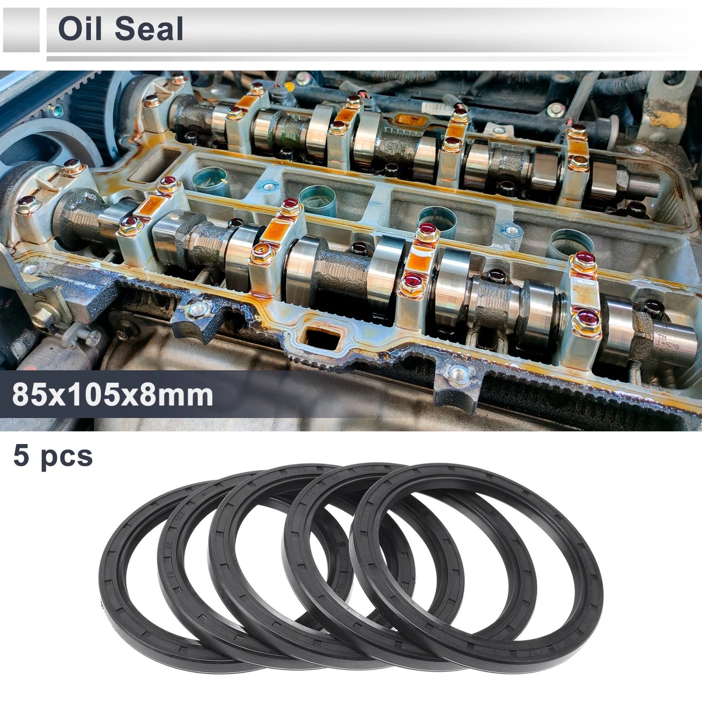 Oil Seal Rotary Shaft Seal Nitrile Rubber 85x105x8mm Black 5 Pcs