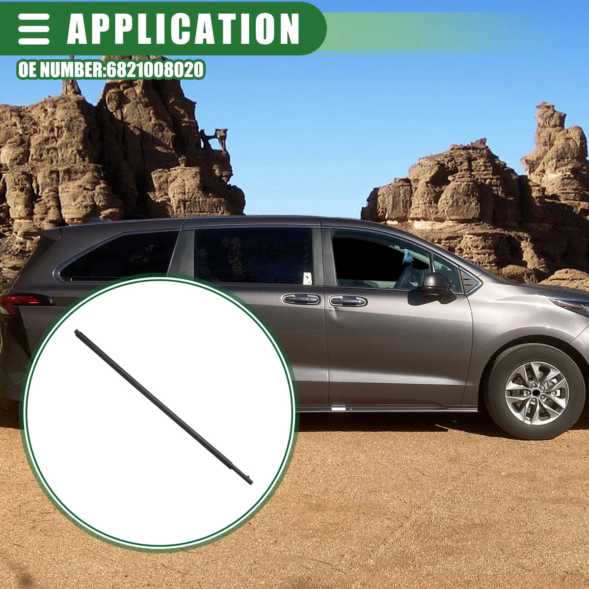 Front Right Door Window Belt Weatherstrip for Toyota Sienna (2011-2020)