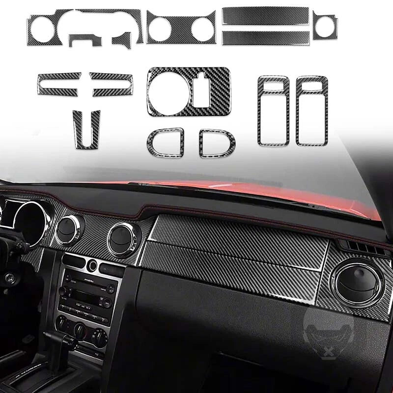 Soft Carbon Fiber Interior Trim Set Dashboard Cover For Ford Mustang 2005-2009