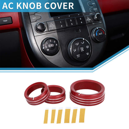 3 x AC Climate Heater Switch Knob Cover Rings for Kia Soul (2009-2013)