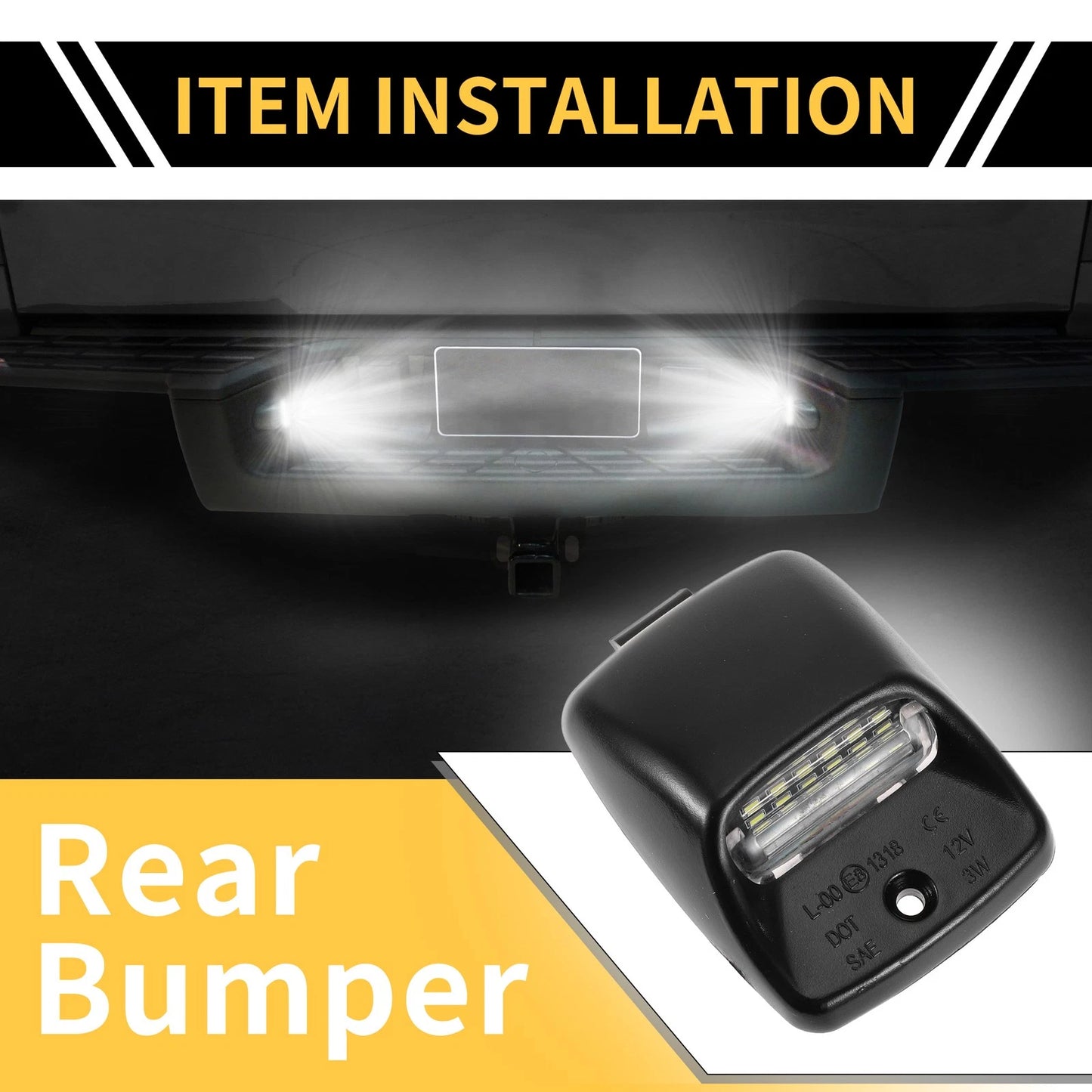 2pcs License Plate Light Tag Lamp White for Toyota Tundra (2000–2013)