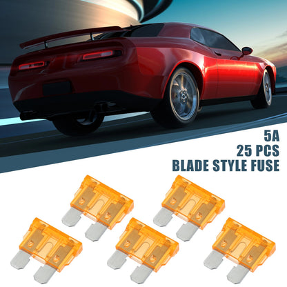 50pcs Mini Blade Fuses 5A for Car, Boat, Truck, SUV, Motorcycle - Orange