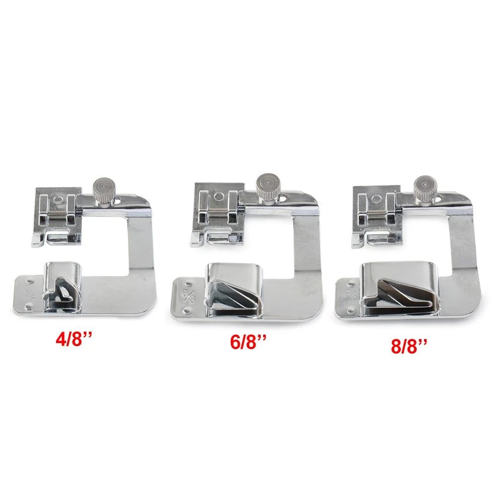 3 Pcs Rolled Hem Feet for Brother Singer Domestic Sewing Machines