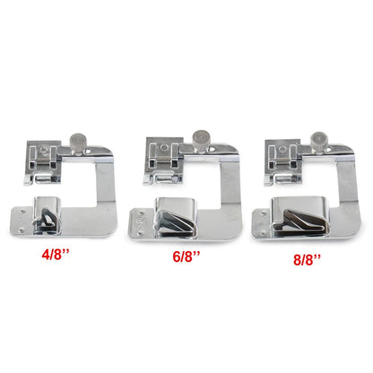 3 Pcs Rolled Hem Feet for Brother Singer Domestic Sewing Machines