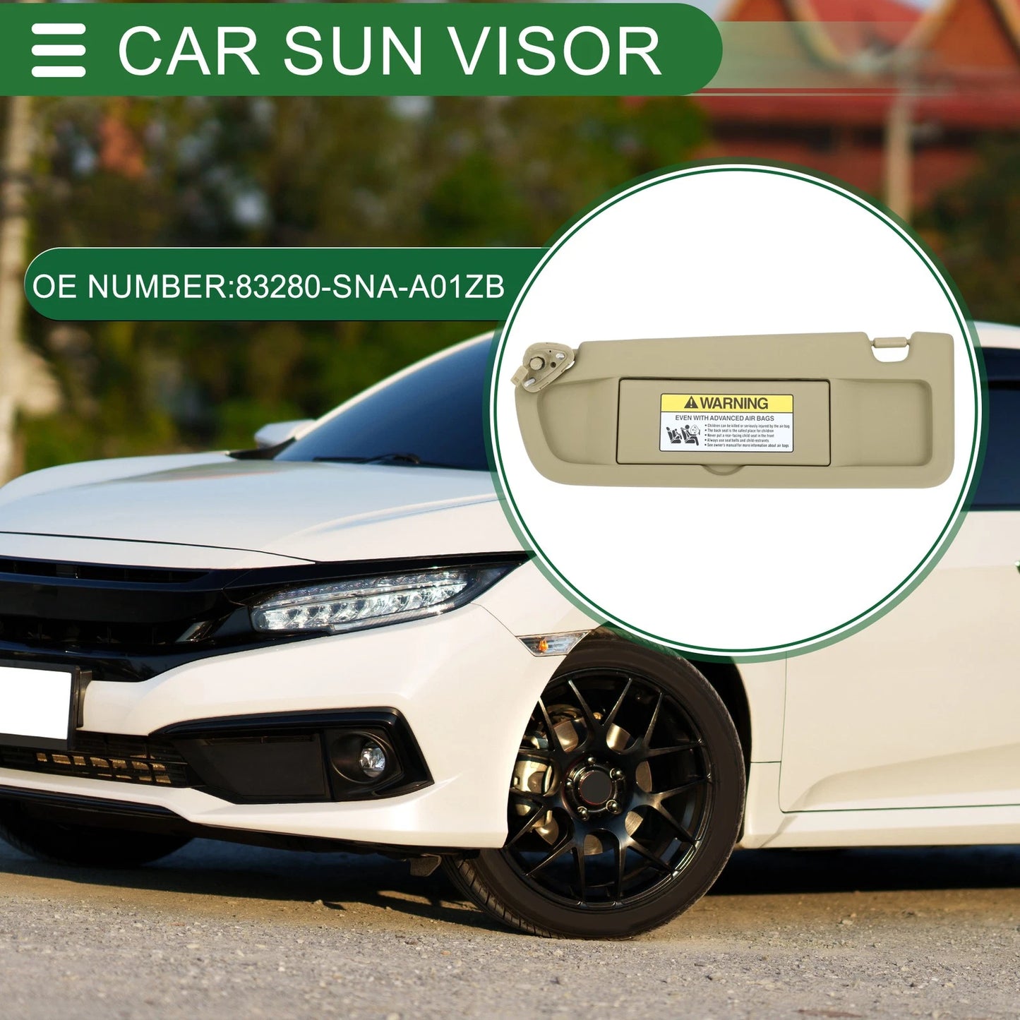 Left Driver Side Sun Visor for Honda Civic (2006-2008)