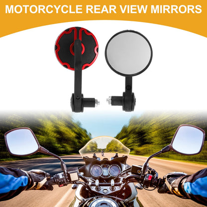Rear View & Handlebar Mirrors Aluminum Plastic Black Red for Motorcycle