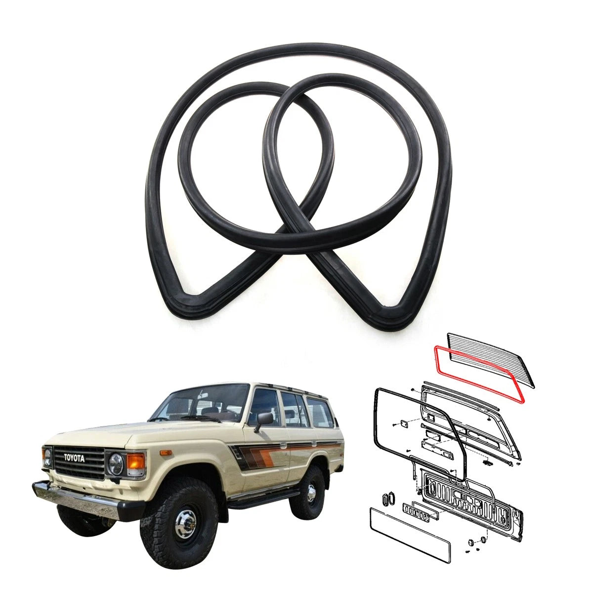 Back Door Glass Weatherstrip for Toyota Land Cruiser FJ60 1980-1990