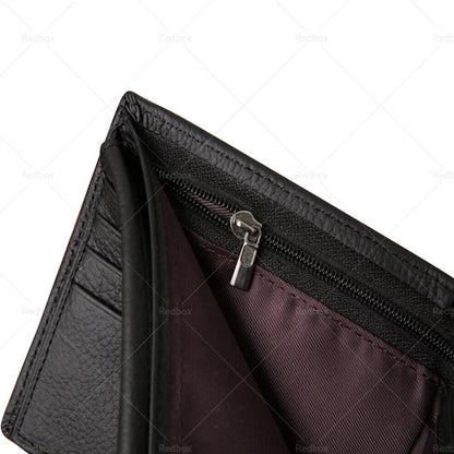 Leather Wallet for Black/Brown Mens Cowhide Coin Purse with Card Slots