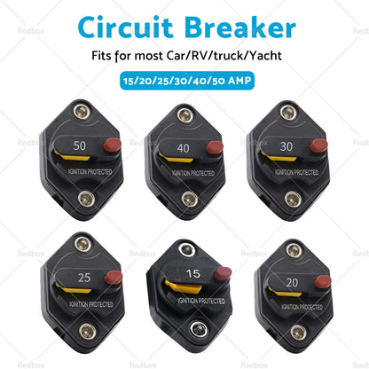 Waterproof Circuit Breaker 12V 32V DC Manual Reset 15A-50A for Various Models