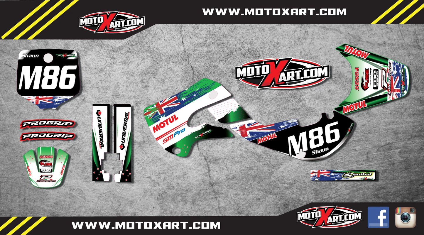 Custom Graphic Kit for Kawasaki KLX 110 (2001-2009) - Aussie Pride