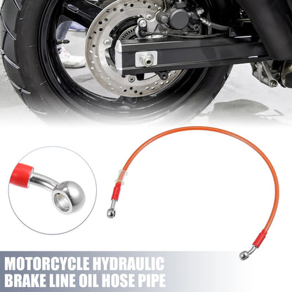 65cm 25.59" 10mm Motorcycle Hydraulic Brake Line Oil Hose Pipe 28° 0° Orange