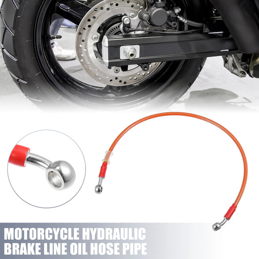 65cm 25.59" 10mm Motorcycle Hydraulic Brake Line Oil Hose Pipe 28° 0° Orange