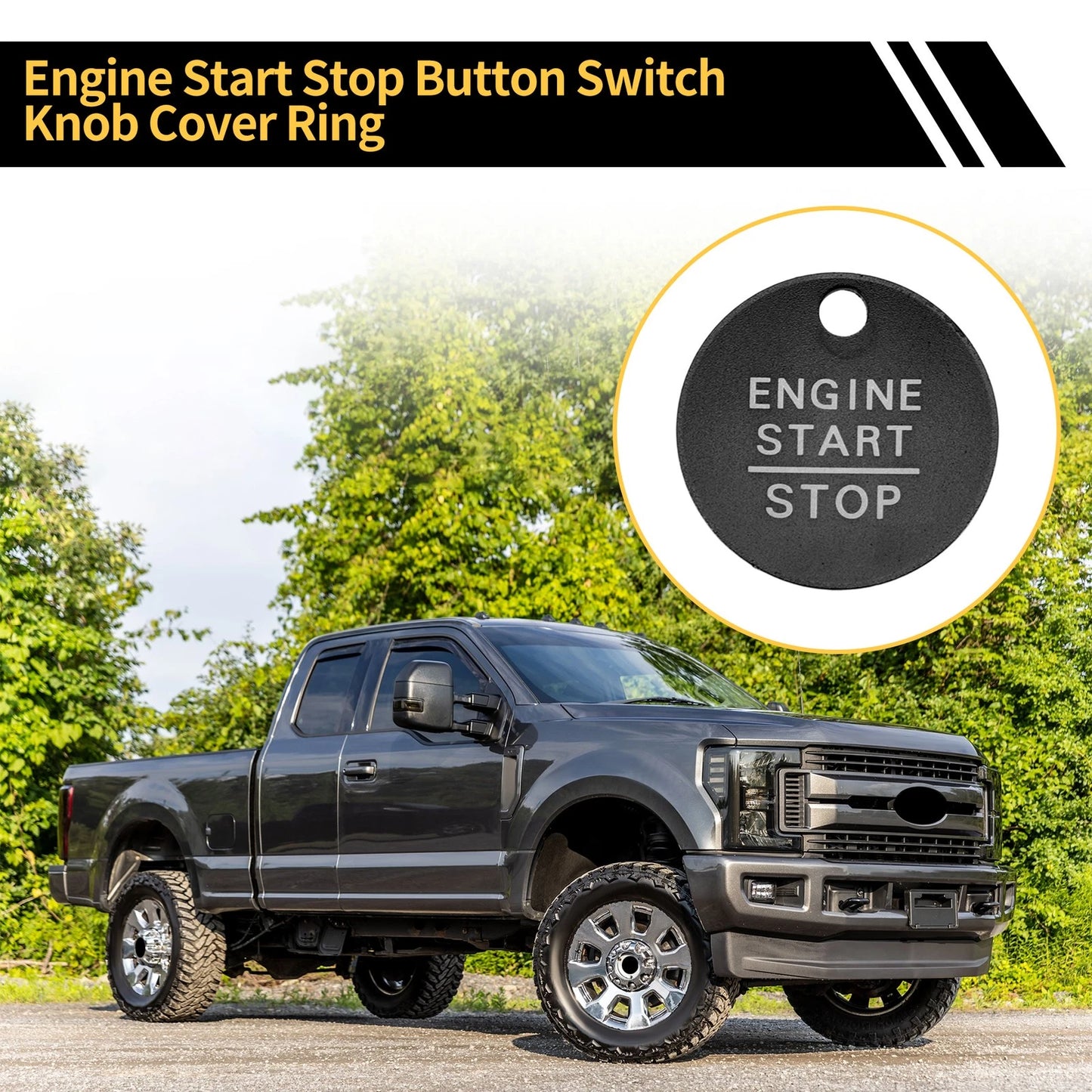 Engine Start Stop Button Switch Knob Cover for Ford F-150 (2016-2021) Black
