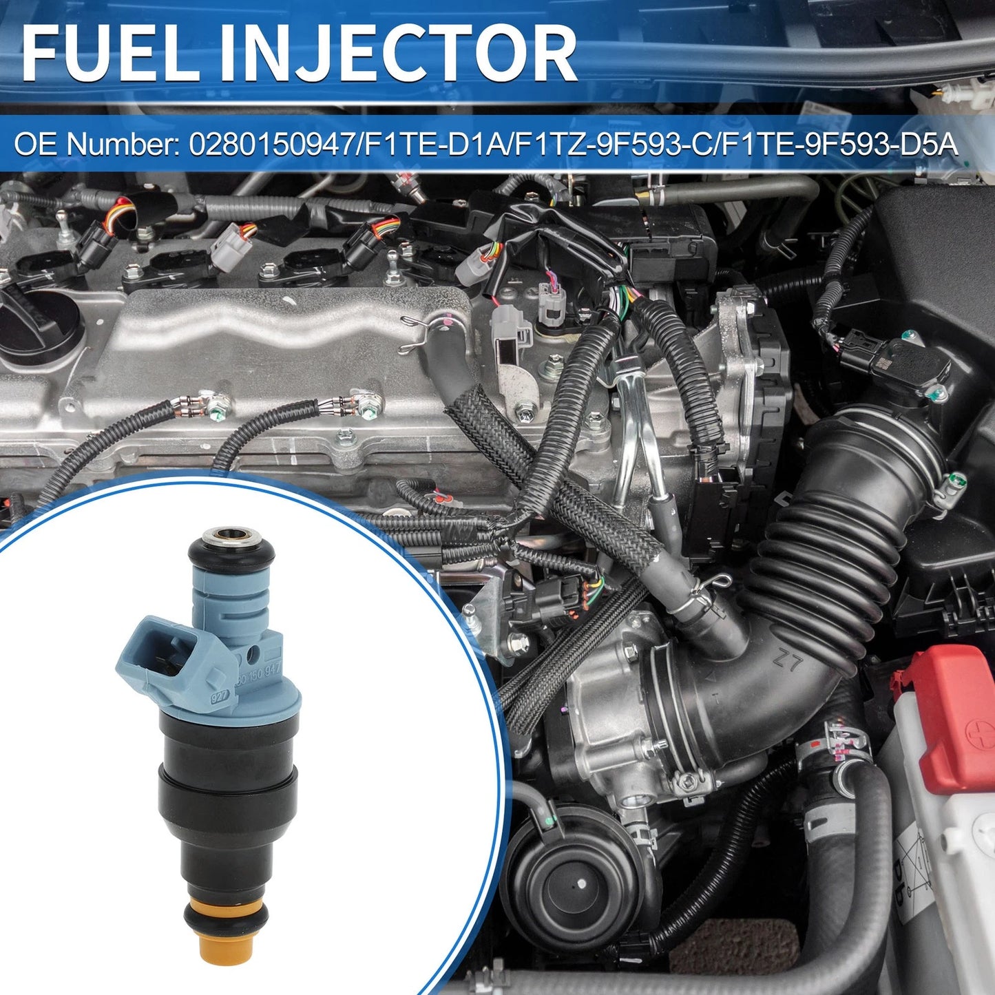 Fuel Injector 1 x No.0280150947 for Ford F-250 7.5 (1991-1995) Black