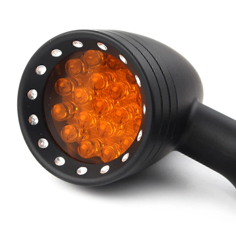Black 10mm LED Turn Signal Lights Pair for Harley Honda