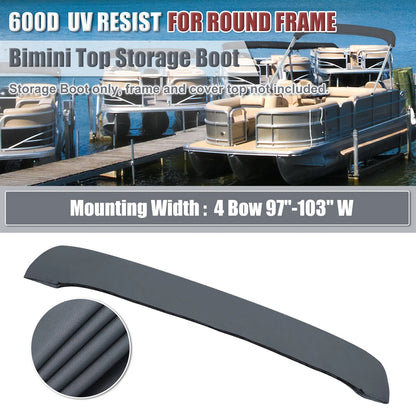 4 Bow Bimini Top Storage Boot No Frame Gray 97-103 W 600D Polyester Canvas