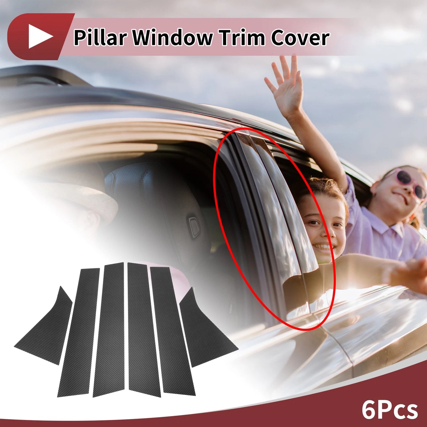 6 Pcs Door Pillar Window Trim for Honda Civic Hatchback (2016-2021)